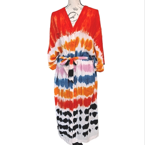 Kendall & Kylie Other - Kendall & Kylie Tie Dye colorful belted long maxi duster kimono